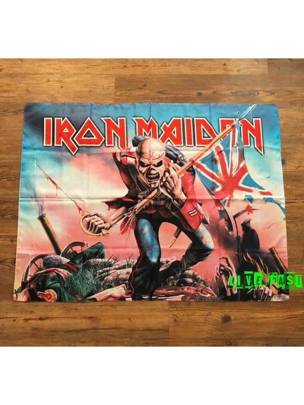 IRON MAIDEN - The Trooper Flag Banner Tapestry Fabric Poster nwobhm, heavy metal